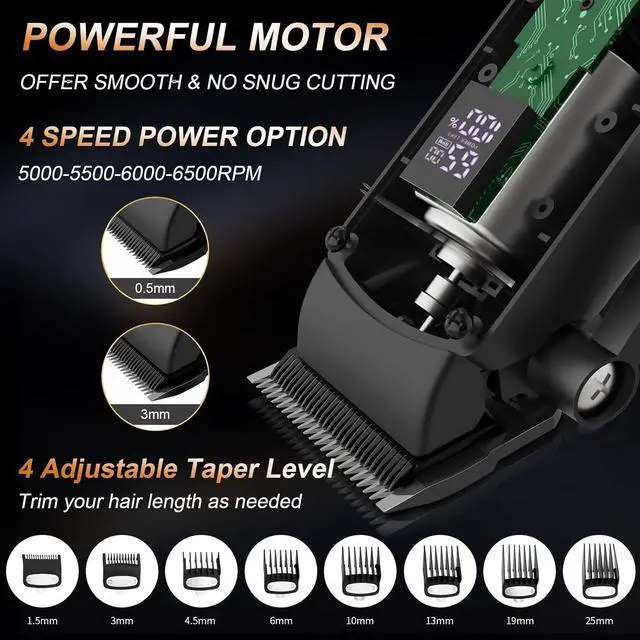 Alt view image 2 of 7 - Professional Hair Clipper for Men, 3 in 1 Hair Clipper Beard Trimmer and Electric Foil Shaver Set with LED Display, Cordless Grooming Kit for Home, Travel, Barber, Ideal Gift for Him