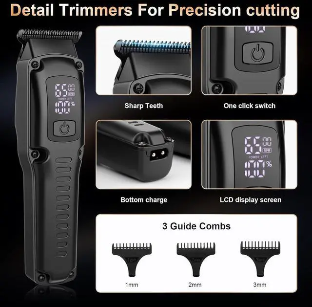 Alt view image 3 of 7 - Professional Hair Clipper for Men, 3 in 1 Hair Clipper Beard Trimmer and Electric Foil Shaver Set with LED Display, Cordless Grooming Kit for Home, Travel, Barber, Ideal Gift for Him