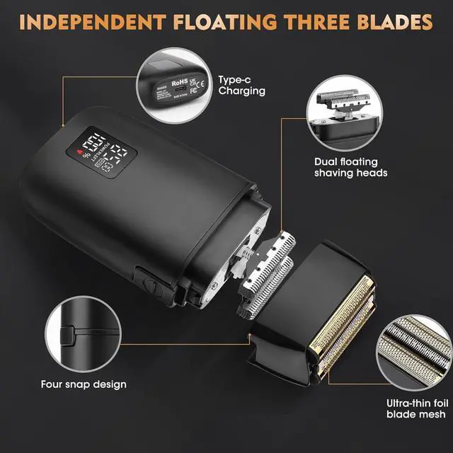 Alt view image 4 of 7 - Professional Hair Clipper for Men, 3 in 1 Hair Clipper Beard Trimmer and Electric Foil Shaver Set with LED Display, Cordless Grooming Kit for Home, Travel, Barber, Ideal Gift for Him
