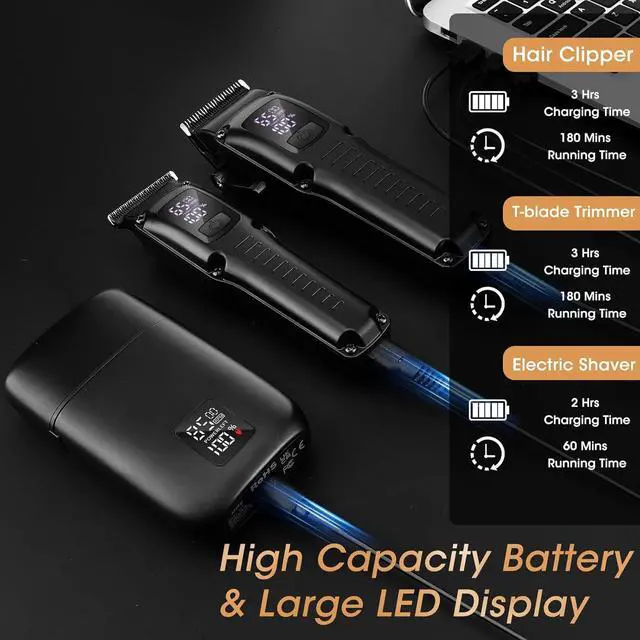 Alt view image 5 of 7 - Professional Hair Clipper for Men, 3 in 1 Hair Clipper Beard Trimmer and Electric Foil Shaver Set with LED Display, Cordless Grooming Kit for Home, Travel, Barber, Ideal Gift for Him