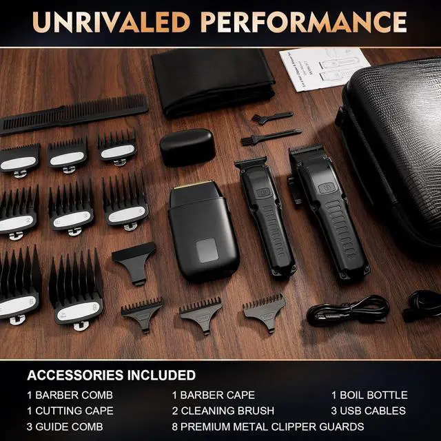 Alt view image 7 of 7 - Professional Hair Clipper for Men, 3 in 1 Hair Clipper Beard Trimmer and Electric Foil Shaver Set with LED Display, Cordless Grooming Kit for Home, Travel, Barber, Ideal Gift for Him