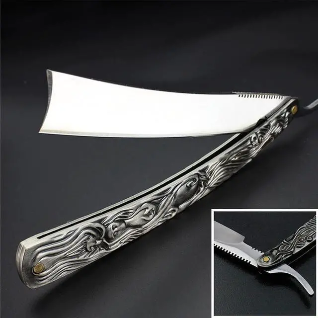 Alt view image 5 of 7 - Grandslam Shaving Straight Razor Kit, Steel Cutthroat Straight Razor With Leather Strop, Shave Brush, Stainless Steel Shaving Bowl and Stand, Gift for Men