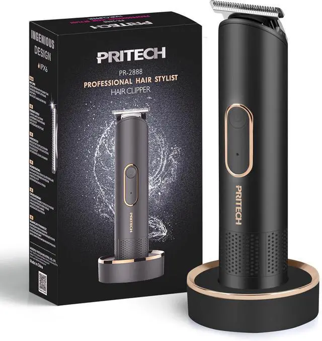 Main image of PRITECH Beard Trimmer for Men - Rechargeable Men's Electric Trimmer & Razor, Cordless Body Groomer for Face, Neck, Groin & Manscaping, Includes Standing Charging Dock, Ideal Gift for Men, Black