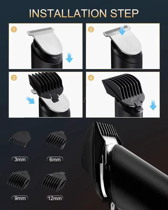 Alt view image 6 of 7 - PRITECH Beard Trimmer for Men - Rechargeable Men's Electric Trimmer & Razor, Cordless Body Groomer for Face, Neck, Groin & Manscaping, Includes Standing Charging Dock, Ideal Gift for Men, Black