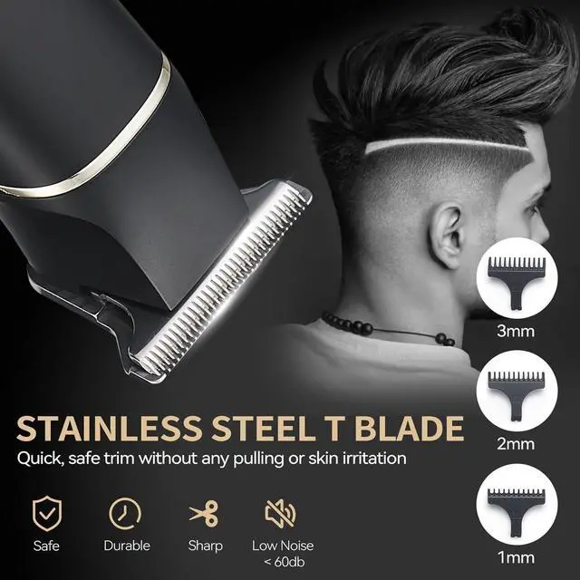 Alt view image 4 of 7 - Hair Trimmer for Men, Beard Trimmer for Men Professional, Electric Razor Shavers Zero Gapped T Blade Edgers Liners, Barber Clippers for Hair Cutting Mustache Facial with LCD Display Gifts for Men