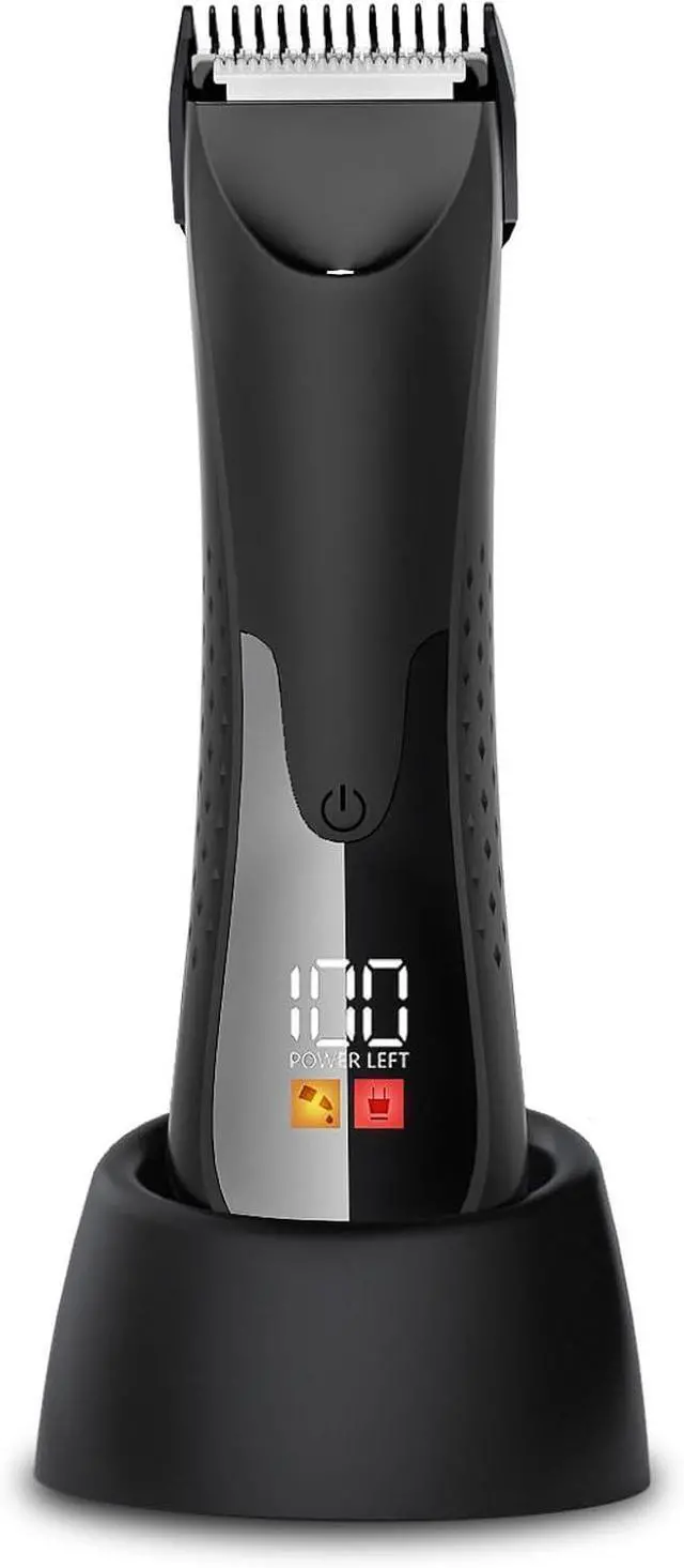 Main image of Groin Hair Trimmer - Electric Manscape Trimmer for Men, Waterproof Ball Trimmer for Pubic/Body/Groin Grooming with Ceramic Blade, LED Light, Charging Base