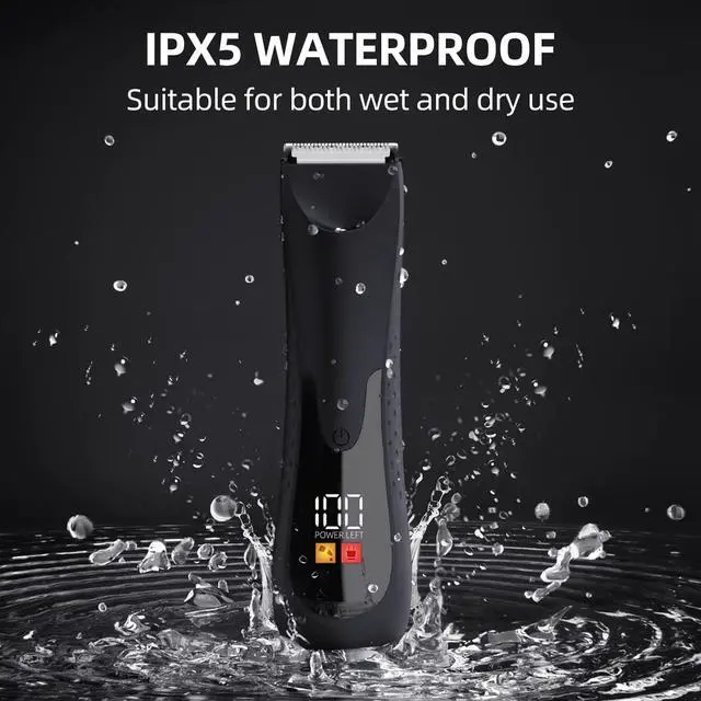 Alt view image 5 of 7 - Groin Hair Trimmer - Electric Manscape Trimmer for Men, Waterproof Ball Trimmer for Pubic/Body/Groin Grooming with Ceramic Blade, LED Light, Charging Base