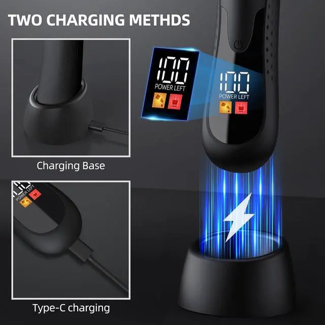 Alt view image 6 of 7 - Groin Hair Trimmer - Electric Manscape Trimmer for Men, Waterproof Ball Trimmer for Pubic/Body/Groin Grooming with Ceramic Blade, LED Light, Charging Base
