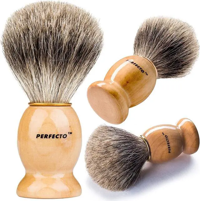 Main image of Perfecto 100% Original Pure Badger Shaving Brush, Engineered for The Best Fathers Day Gift. All Methods, Safety Razor, Double Edge Razor, Straight Razor, Shaving Razor, Gift for Dad Badger Brush.