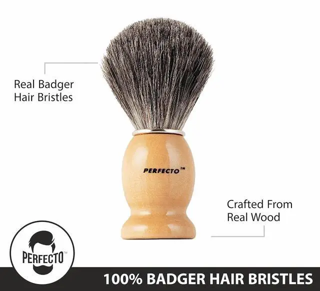 Alt view image 3 of 6 - Perfecto 100% Original Pure Badger Shaving Brush, Engineered for The Best Fathers Day Gift. All Methods, Safety Razor, Double Edge Razor, Straight Razor, Shaving Razor, Gift for Dad Badger Brush.