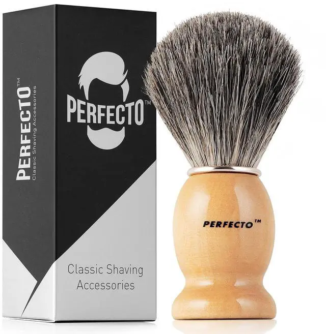 Alt view image 6 of 6 - Perfecto 100% Original Pure Badger Shaving Brush, Engineered for The Best Fathers Day Gift. All Methods, Safety Razor, Double Edge Razor, Straight Razor, Shaving Razor, Gift for Dad Badger Brush.