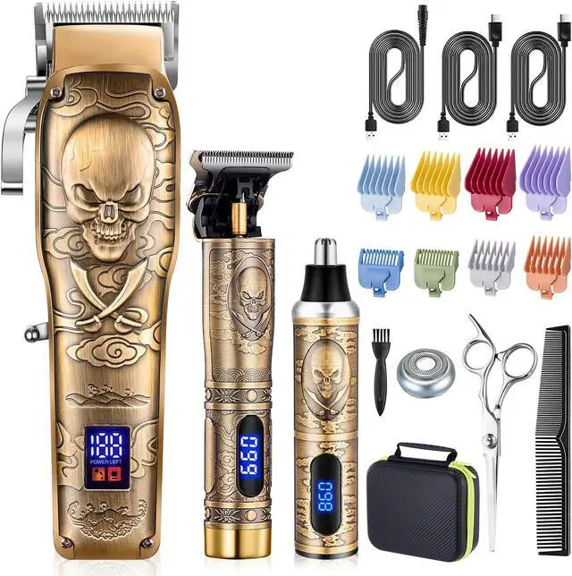 Main image of Roziapro Hair Clipper for Men Zero Gapped Nose Hair Trimmer Set Professional Barber Clippers for Haircut Cordless Beard Trimmer, Rechargeable Clippers Set for Hair Cutting (Gold)