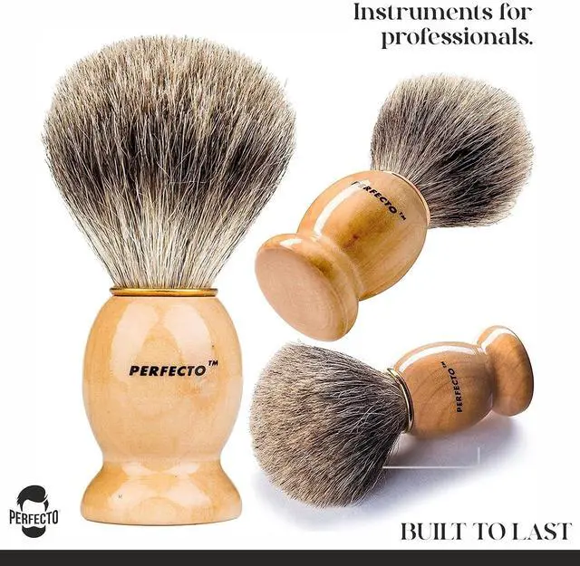 Alt view image 4 of 6 - Perfecto 100% Original Pure Badger Shaving Brush, Engineered for The Best Fathers Day Gift. All Methods, Safety Razor, Double Edge Razor, Straight Razor, Shaving Razor, Gift for Dad Badger Brush.