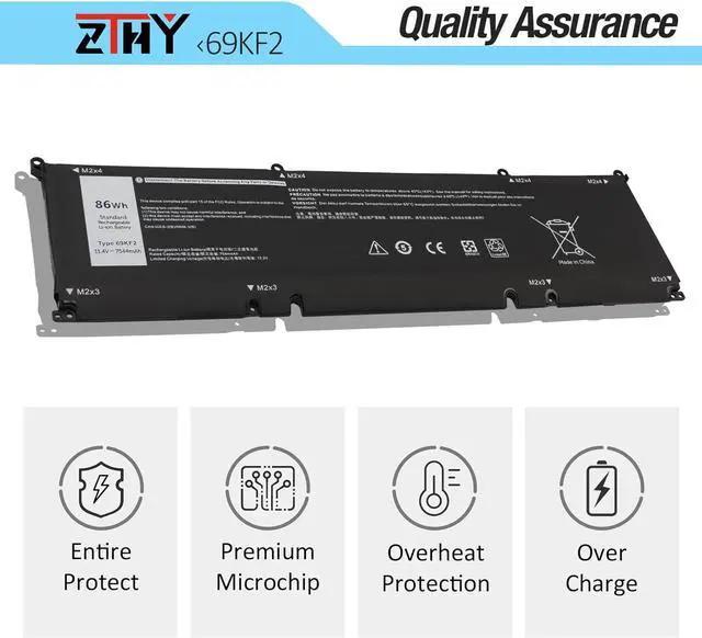 Alt view image 5 of 7 - ZTHY 69KF2 Laptop Battery Replacement for Dell XPS 15 9500 9510 9520 Precision 5550 5560 5570 G15 5530 G16 7620 7630 Vostro 7510 Alienware M15 R3 R4 R5 R6 R7 M16 R1 M17 R3 R4 Series 11.4V 86Wh 6Cell