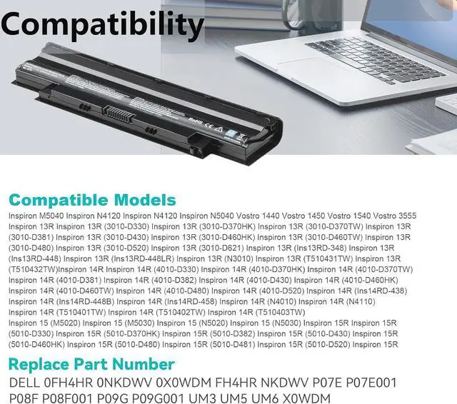 Alt view image 6 of 7 - ALIPOWER 6-Cell Laptop Battery Replacement for Compatible dell Inspiron 3520 15R N5010 N5110 N5030 N5040 N5050 17R N7010 N7110 14R N4010 N4110 M5040 Vostro 3420 3450 3550
