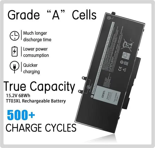 Alt view image 3 of 7 - 3HWPP Battery for Dell Latitude 5401 5410 5411 5501 5510 5511 Precision 3541 3550 3551 Inspiron 7706 2-in-1 Inspiron 17 7500/7506 2-in-1 Black 10X1J N2NLL 1VY7F 01VY7F 03HWPP 451-BCMN 3YNXM 68WH