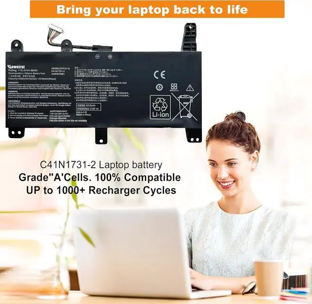 Alt view image 2 of 7 - C41N1731-2 Laptop Battery Compatible with Asus ROG Strix G17 G712 G712LU,G712LV G712LW G712LWS,G512LU G512LV G512LW G512LWS,G531GU G531GV G531GW,G532LV G532LW G532LWS,G731GU G731GV G731GW