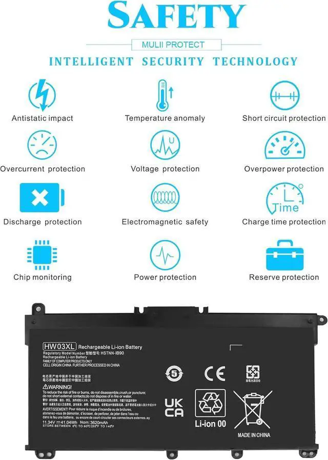 Alt view image 4 of 7 - HW03XL L97300-005 Battery Replacement hp 17 CP-XXX Laptop Battery Pavilion 15-EG 15-EH 17-CN 17-CP 15-eg0025nr 15-eg0073cl 15-eg0070wm 15-eh0050wm 17-cn0xxx 17-cn0023dx 17-cn0053cl L96887-421Batteries