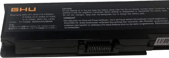 Alt view image 3 of 7 - GHU Premium 58Wh Replacement WW116 for Dell Vostro 1400 1420 Battery UL Tested Dell Battery WW116, Long-Lasting, Can Be Reused 500 Times, Free Returns