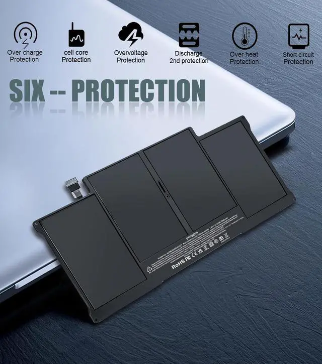 Alt view image 4 of 7 - Battery for MacBook Air 13 Inch A1466 (Mid 2012, Mid 2013, Early 2014, Early 2015, 2017) A1369 (Late 2010, Mid 2011) Replacement Battery Model A1496 A1377 A1405 (Upgraded 6.2 Versions)