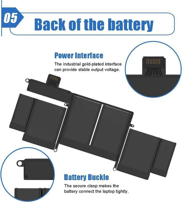 Alt view image 6 of 6 - Dentsing A1582 A1502 MacBook pro Laptop Battery Replacement for MacBook Pro 13 Inch Retina A1502 (Early 2015 Mid 2014 Late 2013) Laptop Battery A1493 A1582 [6559mAh 11.42V 74.9Wh]