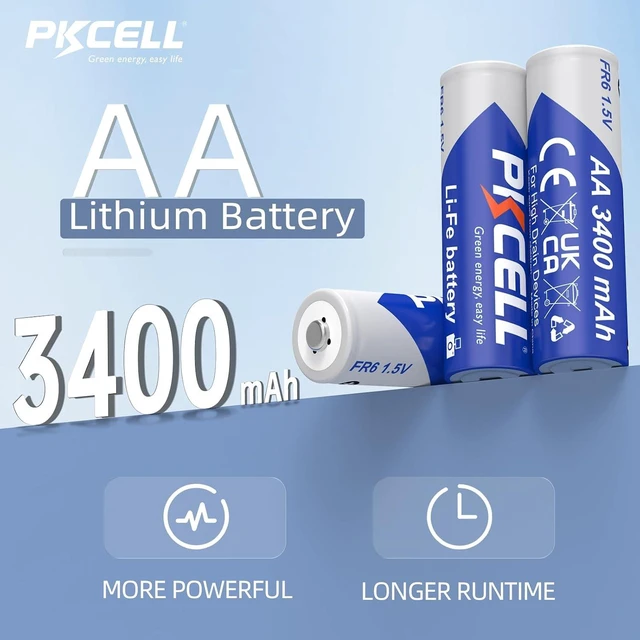 Alt view image 2 of 7 - PKCELL 12 Pack Lithium Batteries AA 3400mAh 1.5V AA Lithium Battery