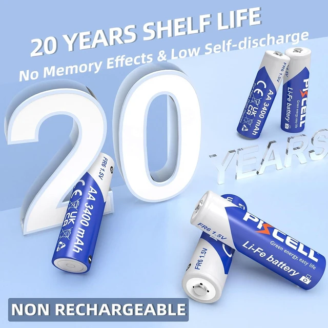 Alt view image 3 of 7 - PKCELL 12 Pack Lithium Batteries AA 3400mAh 1.5V AA Lithium Battery