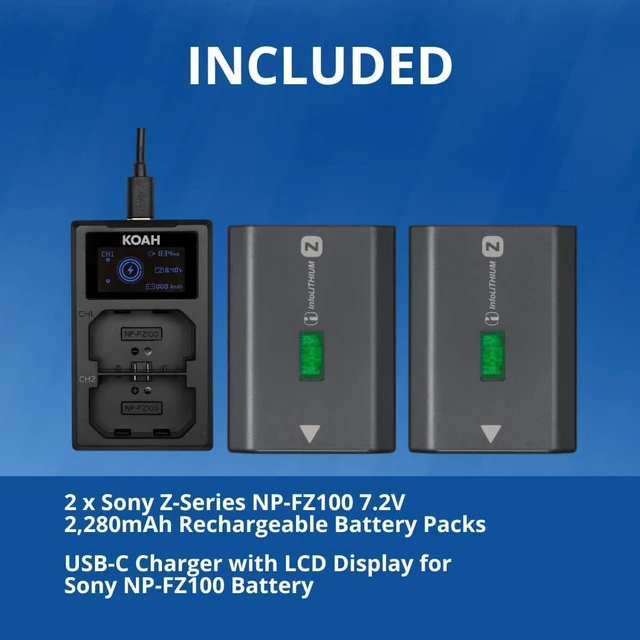 Alt view image 7 of 7 - NPFZ100 Z-Series Rechargeable Camera Battery Bundle