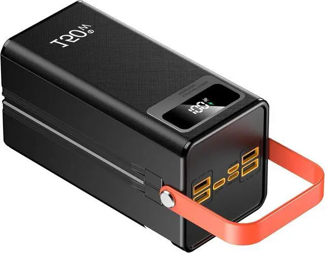 Main image of 100000mah Power Bank, Fast Charging Portable Charger, with LED Light, with Built-in Cables, 4 Outputs & 3 Inputs, Rechargeable Portable Power Supply for Cell Phones, Random Color