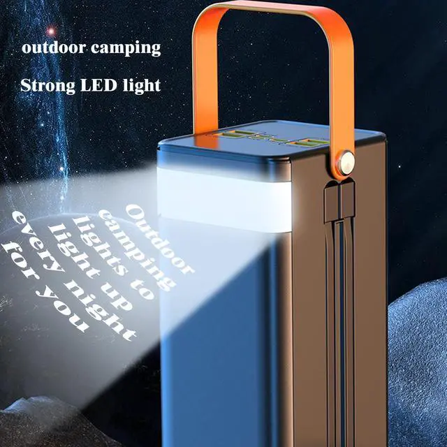 Alt view image 2 of 7 - 100000mah Power Bank, Fast Charging Portable Charger, with LED Light, with Built-in Cables, 4 Outputs & 3 Inputs, Rechargeable Portable Power Supply for Cell Phones, Random Color