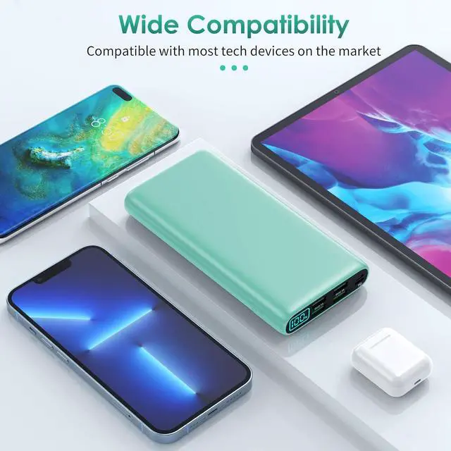 Alt view image 3 of 7 - Portable Charger 38800mAh,LCD Display Power Bank,5 USB Outputs Battery Pack Backup, USB-C 3A in&out Travel Essential Portable Phone Charger For iPhone 17/16/15/14/13 Pro,Android Samsung Galaxy-Green