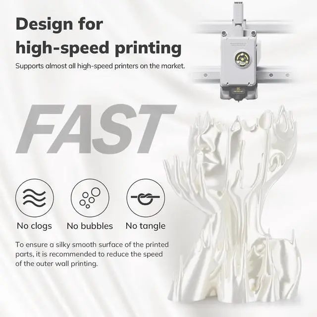 Alt view image 4 of 7 - AMOLEN Silk PLA Filament 1.75mm 3D Printer filaments, Shiny White Filament for 3D Printing, 1kg(2.2lbs) Spool, Compatible with Most Printer(Silk White)