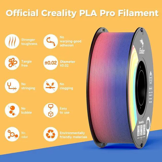 Alt view image 2 of 7 - Official CREALITY 3D Printer Filament 1.75mm, Rainbow PLA+ Plus Pro Filament Toughness Upgraded, Ender PLA + Rainbow, 1kg Spool (2.2lbs), Dimensional Accuracy ±0.02mm, Fit Most 3D Printers