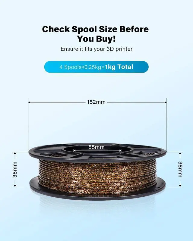 Alt view image 2 of 7 - YOUSU 3D Printer Filament Galaxy PLA Filament 1.75mm, 3D Printing Filament Bundle, Multi Color PLA Filament Glitter 250g X 4 Color Pack.