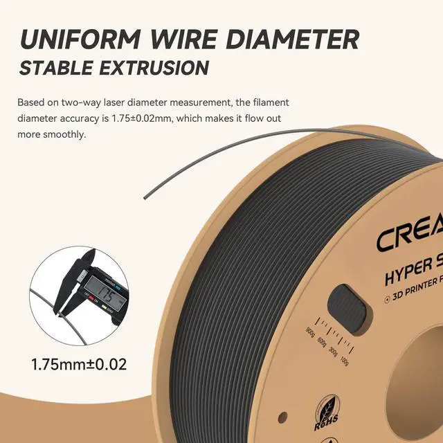 Alt view image 3 of 7 - Official CREALITY Hyper PLA Filament 1.75mm, High Speed PLA 30-600mm/s Rapid 3D Printer Filament, Dimensional Accuracy +/-0.02mm, Fit Most FDM 3D Printers, 1KG(2.2lbs) Spool Black