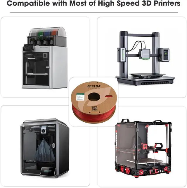 Alt view image 4 of 6 - eSUN High Speed ABS+ Filament 1.75mm, Excellent Layer Adhesion 3D Printer Filament Speedy ABS Plus for Fast Printing, 1KG Spool (2.2 LBS) 3D Printing Filament for 3D Printers, Fire Engine Red