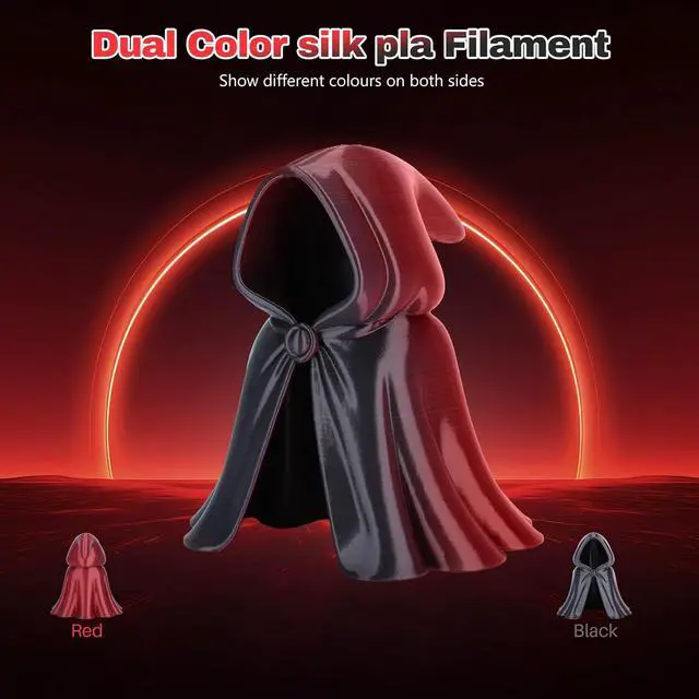 Alt view image 3 of 6 - 3DHoJor Silk PLA Filament 1.75mm Black Red Dual Color PLA 3D Printer Filament 2 in 1 Coextrusion 1KG Spool(2.2lbs) 3D Printing Filament Dimensional Accuracy +/- 0.03mm