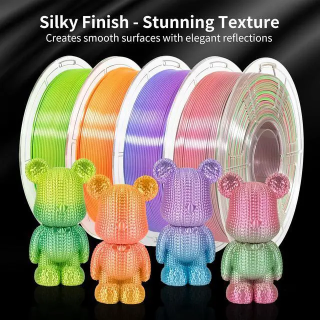 Alt view image 4 of 7 - IEMAI Silk PLA Filament 1.75mm 1kg, Dual-Color Gradient Yellow to Green 3D Printer Filament, Silky Glossy Finish, Tough & Neatly Wound for DIY, Artistic & Home Décor
