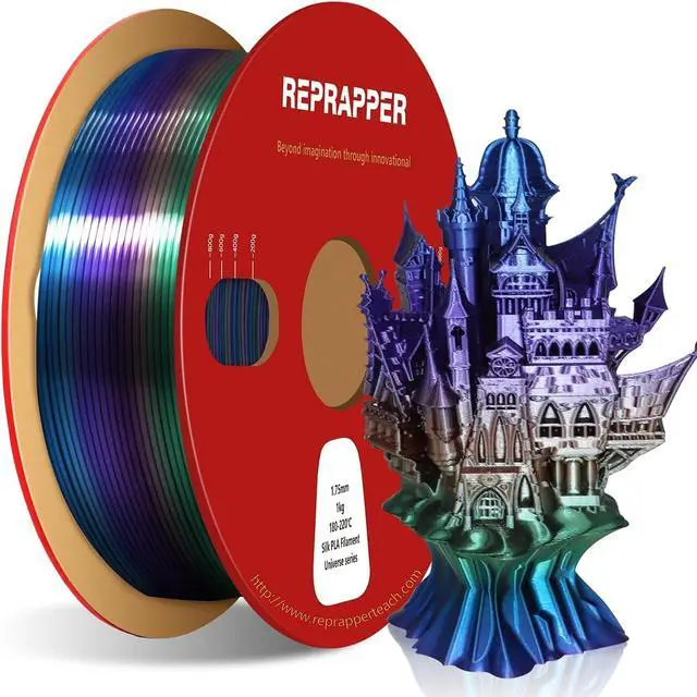 Main image of RepRapper Universe Rainbow PLA Filament, Shiny Multicolor Silk PLA 1.75 mm Filament (+-0.03 mm), Sparkle Fast Change Multi-color1 kg 3D Printer Filament for 3D Printer
