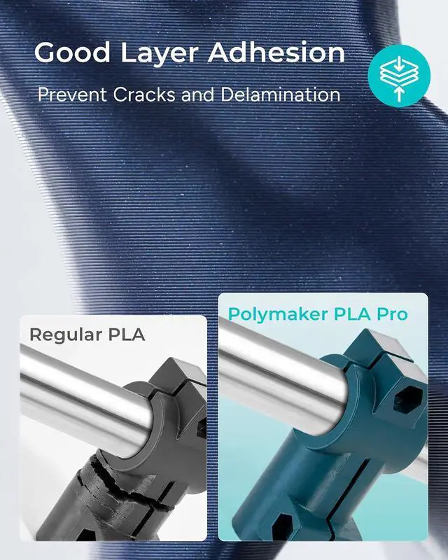 Alt view image 4 of 7 - Polymaker PLA Pro 3D Printing Filament Blue 1.75mm 1KG, High-Impact Tough PLA, Fast Printing up to 300mm/s, High Speed New Formula, Easy to Print on Most FDM Printers, No Enclosure Required