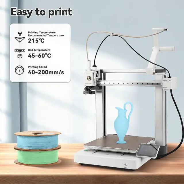 Alt view image 2 of 7 - 3DHoJor Matte PLA Filament 1.75mm, Upgrade Matte 3D Printer PLA Filament, 1KG*2 Bundle Cardboard Spool 3D Printing Filament for 3D Printers(Matte Green+Blue 2Pack)