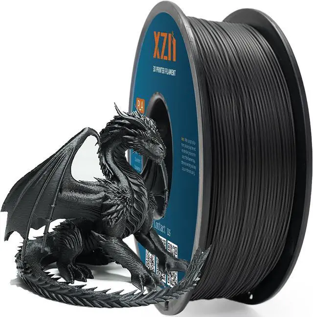 Main image of PLA Filament 1.75mm Black, 3D Printer Filament 1kg Spool (2.2lbs), Neatly Wound, +/- 0.02mm Precision, No Clog/Bubble, Excellent Layer Adhesion, Fits Most FDM Printers