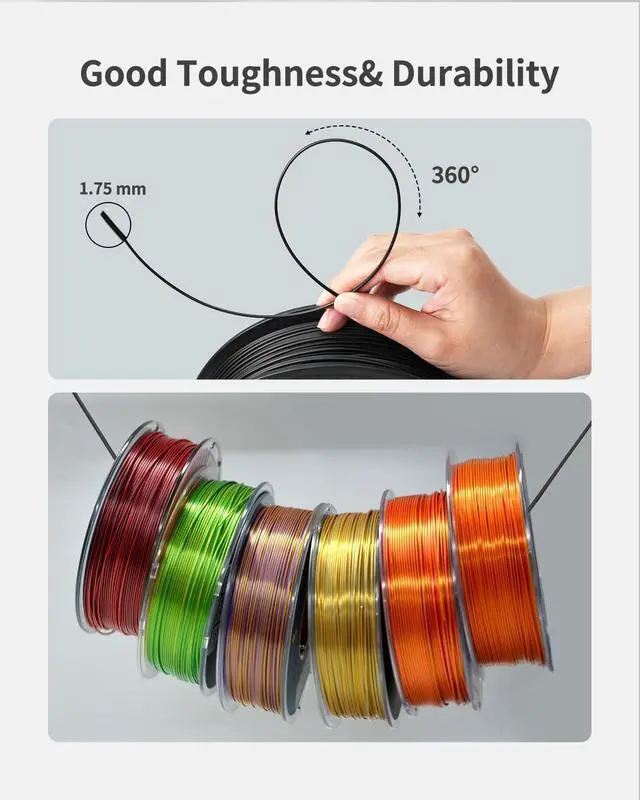 Alt view image 4 of 6 - PLA Filament 1.75mm Black, 3D Printer Filament 1kg Spool (2.2lbs), Neatly Wound, +/- 0.02mm Precision, No Clog/Bubble, Excellent Layer Adhesion, Fits Most FDM Printers