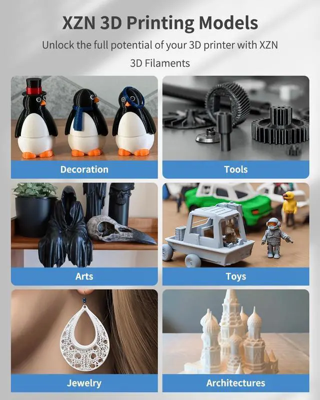 Alt view image 5 of 6 - PLA Filament 1.75mm Black, 3D Printer Filament 1kg Spool (2.2lbs), Neatly Wound, +/- 0.02mm Precision, No Clog/Bubble, Excellent Layer Adhesion, Fits Most FDM Printers