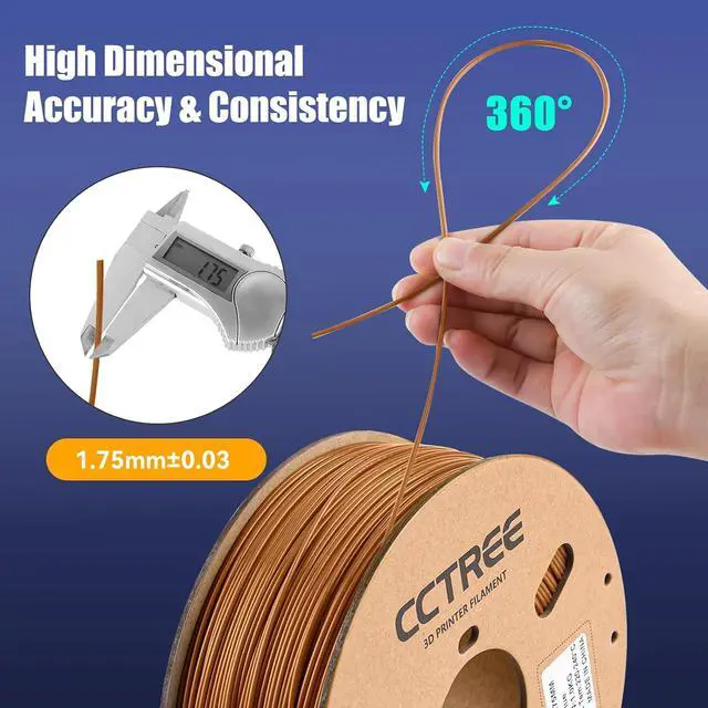 Alt view image 2 of 7 - CCTREE 3D Printer ABS+ Filament 1.75mm, Brown | Accuracy +/- 0.03mm, 1KG Cardboard Spool (2.2 LBS), Tough and Durable, Good Heat & Freezing Resistance 3D Printing Filament