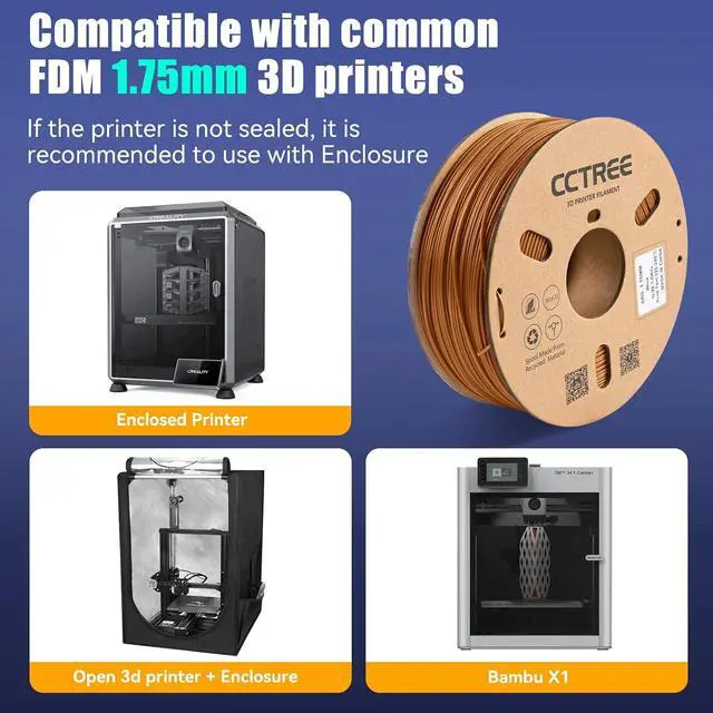 Alt view image 6 of 7 - CCTREE 3D Printer ABS+ Filament 1.75mm, Brown | Accuracy +/- 0.03mm, 1KG Cardboard Spool (2.2 LBS), Tough and Durable, Good Heat & Freezing Resistance 3D Printing Filament