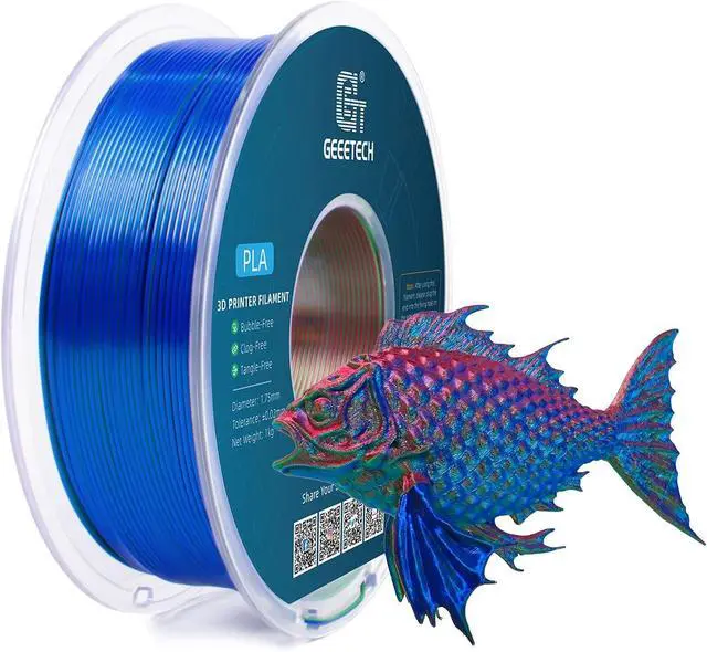Alt view image 2 of 7 - Geeetech Silk PLA Tri Color Filament 1.75mm 3D Printer Filament, Coextrusion Red Blue Green Tri-Colors Metal-Like Shiny Silk PLA Filament, 1kg (2.2lbs) 1 Spool, Dimensional Accuracy +/- 0.02 mm