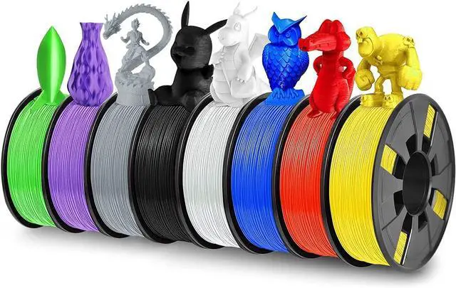 Main image of 8 Pack PLA 3D Printer Filament, 1.75mm PLA 3D Printing Filament in Total 2KG, 8 Colors Dimensional Accuracy +/- 0.03 mm Widely Compatible for 3D Printing