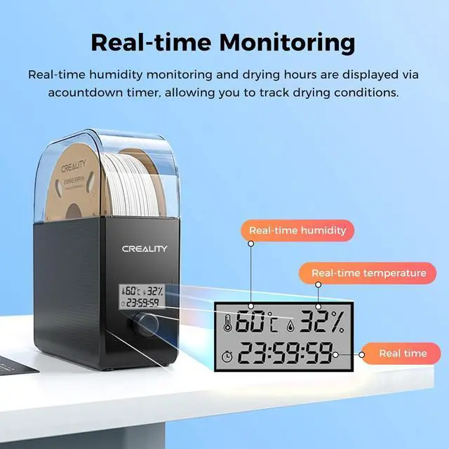 Alt view image 3 of 7 - Official Creality Filament Dryer Box Pro, Upgrade 3D Printer Filament Dryer Box with Fan, 360° Heating Filament Dehydrator Storage Box for 1.75/2.85mm PETG PLA TPU ABS Nylon