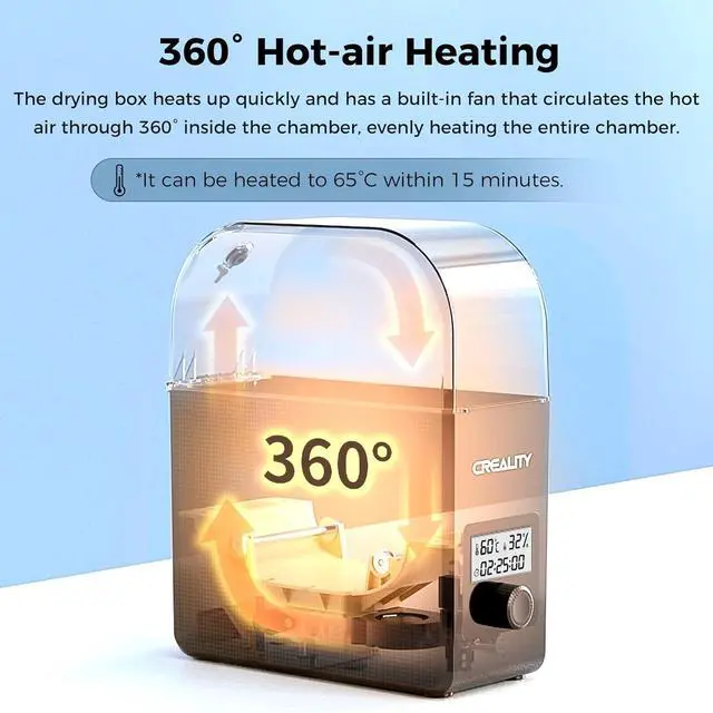 Alt view image 4 of 7 - Official Creality Filament Dryer Box Pro, Upgrade 3D Printer Filament Dryer Box with Fan, 360° Heating Filament Dehydrator Storage Box for 1.75/2.85mm PETG PLA TPU ABS Nylon